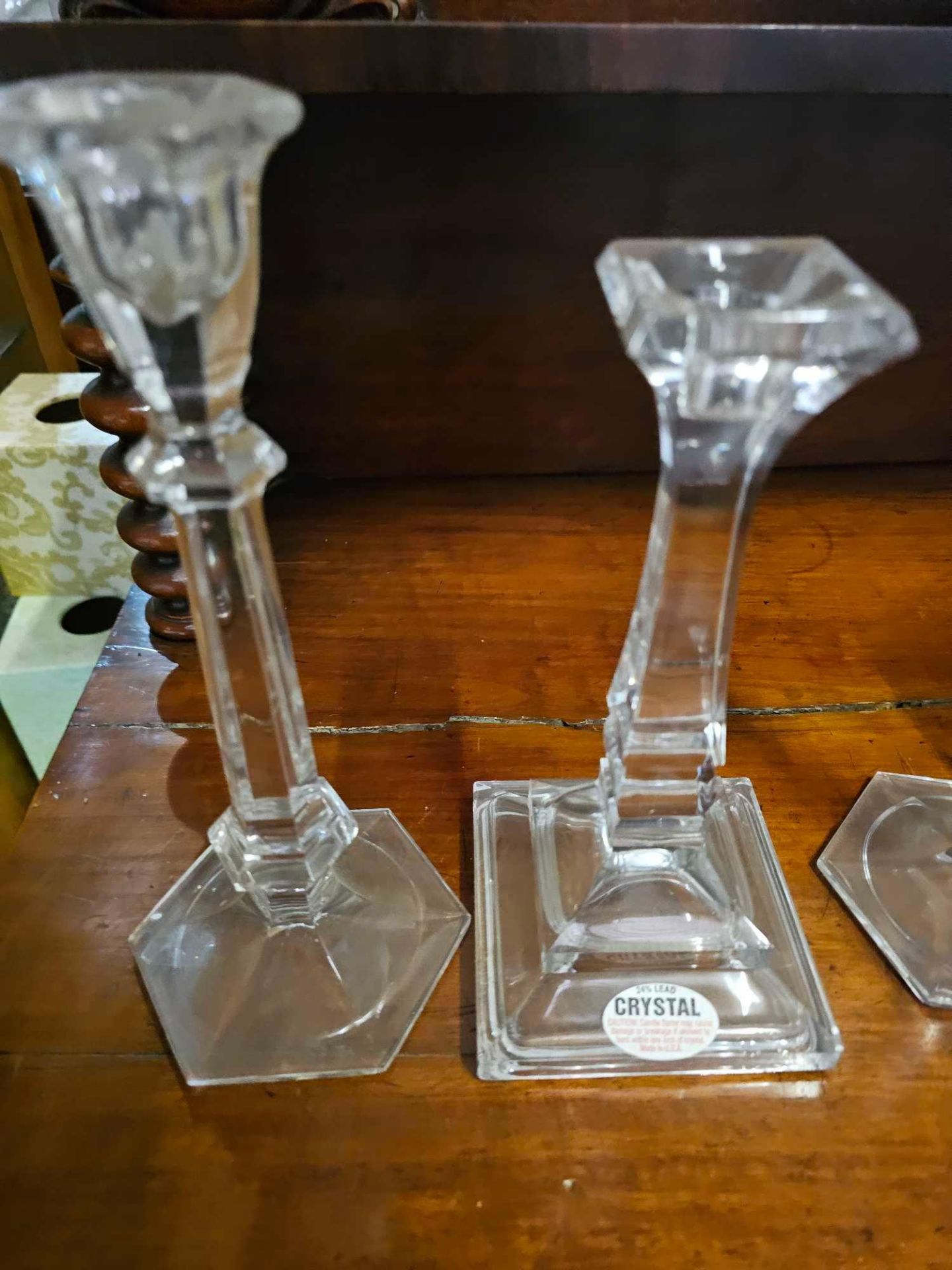 A Set Of 4 x 24% Lead Crystal Candle Holders 2 x 23cm 2 x 20cm - Image 2 of 4