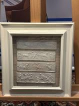 A Set of 4 x Framed Artwork of Plaster Relief Panels Depicting Friezes of The Parthenon 41 x 43cm (