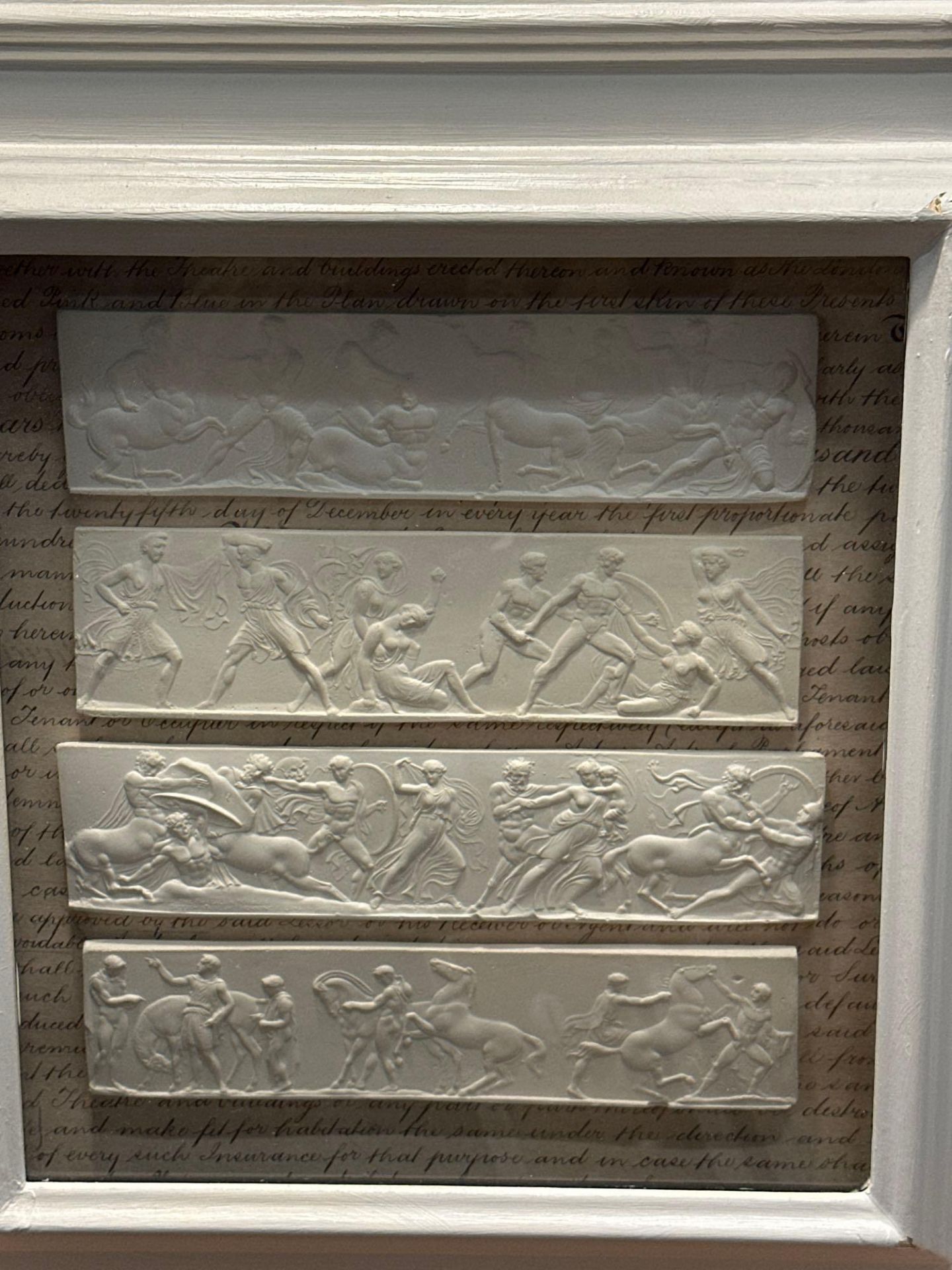 A Set of 4 x Framed Artwork of Plaster Relief Panels Depicting Friezes of The Parthenon 41 x 43cm ( - Image 7 of 7