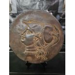 Carved Wall Plaque With A Classic Relief Scene 41cm