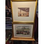 2 x Framed Prints (1) Tattersalls Horse Repository By Thomas Rowlandson And Auguste Pugin From