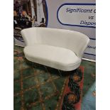 Two Seater Love Seat In A Shiny Oyster White Upholstery On Chrome Feet 155cm x 70cm x 73cm high