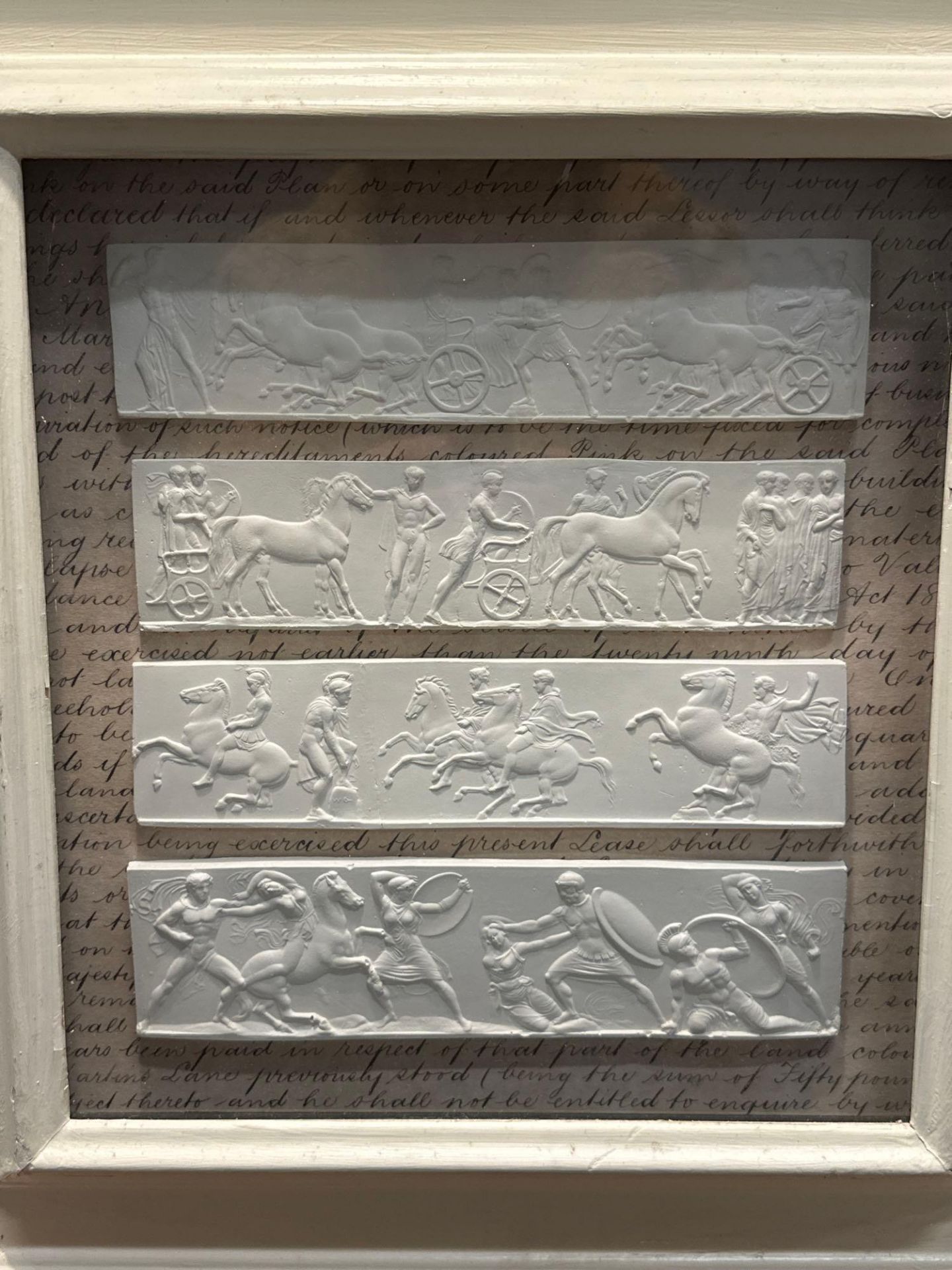 A Set of 4 x Framed Artwork of Plaster Relief Panels Depicting Friezes of The Parthenon 41 x 43cm ( - Image 5 of 6