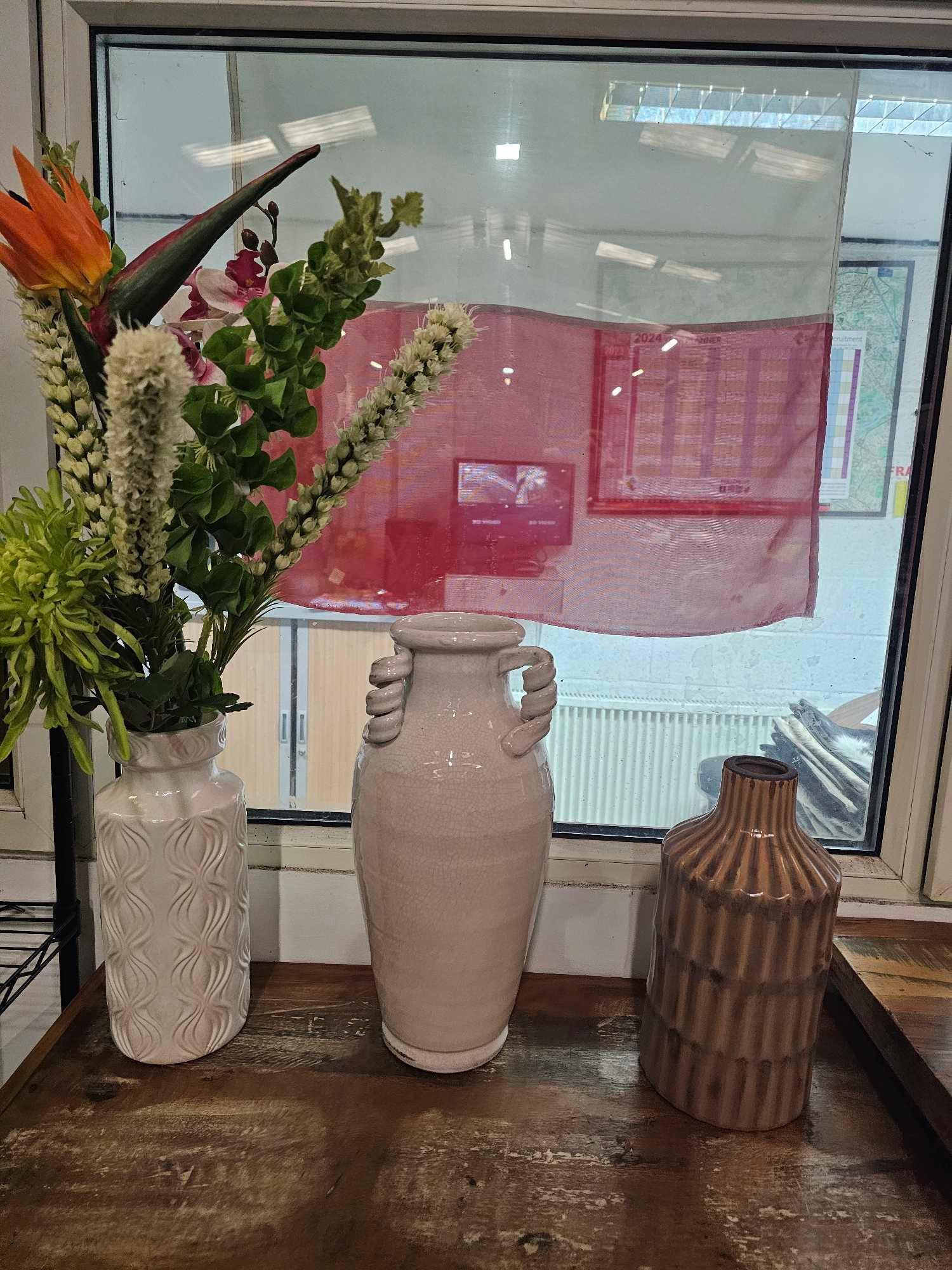 3 x Large Ceramic Vases As Photographed