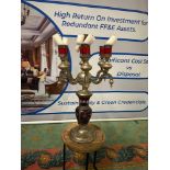 A 6 Arm Candelabra Plus Centre Candle With Red Glass Urn Shaped Body 47 X 90 cm Possibly Moroccan