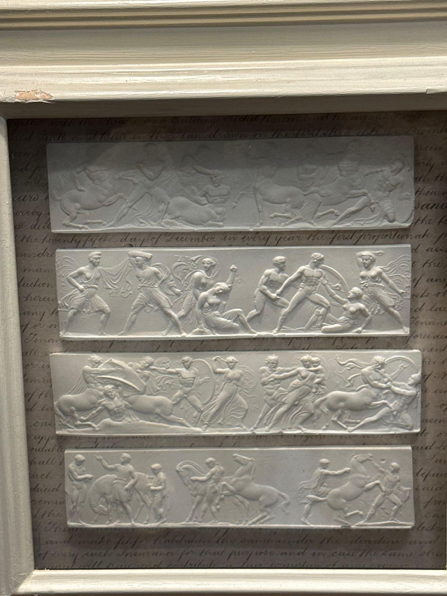 A Set of 4 x Framed Artwork of Plaster Relief Panels Depicting Friezes of The Parthenon 41 x 43cm ( - Bild 4 aus 6