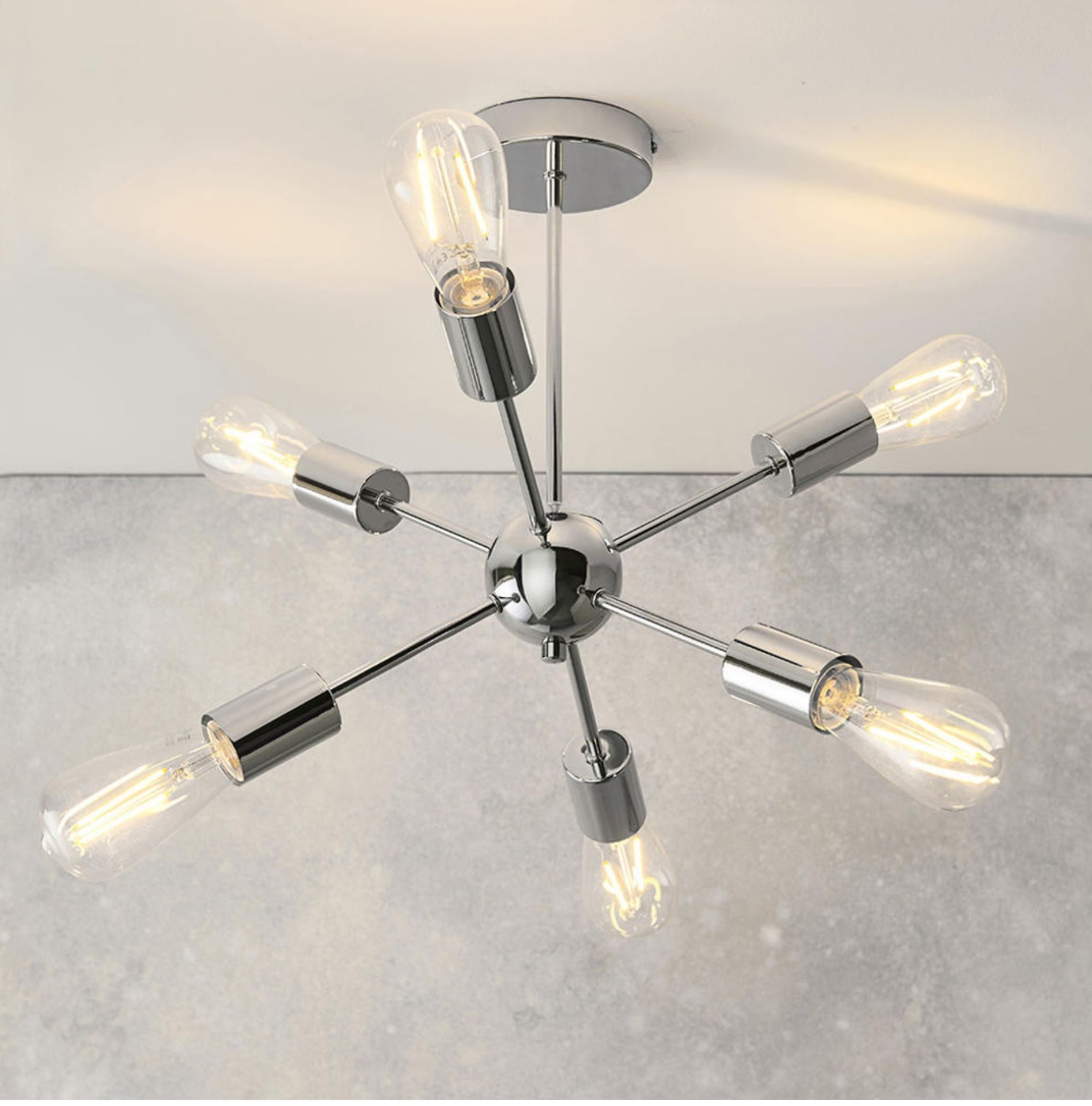 Rubens 6 Light Chrome Sputnik Semi-Flush Ceiling Light the Rubens 6 Light Chrome Sputnik Semi-