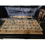 An Oak Service Tray With Handle Holds 40 Glasses (39 Present) Possible A Communion Tray