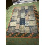 Multicolour Overdyed Patchwork Blue Patterned Rug 198 X 298 cm
