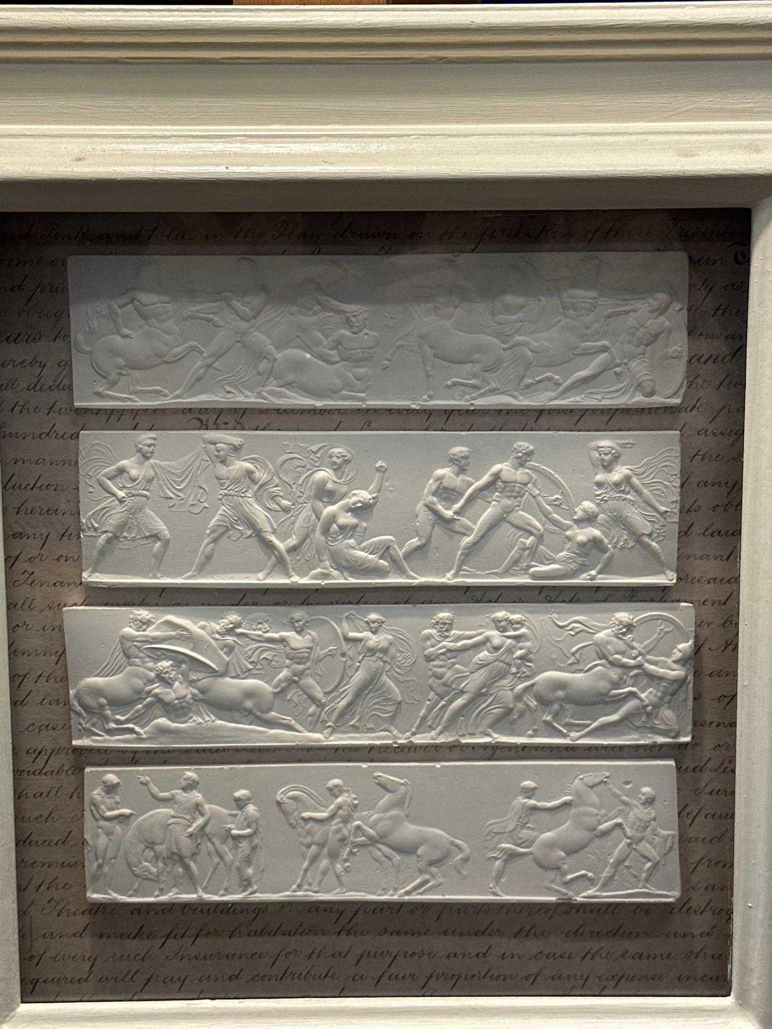 A Set of 4 x Framed Artwork of Plaster Relief Panels Depicting Friezes of The Parthenon 41 x 43cm ( - Image 6 of 6