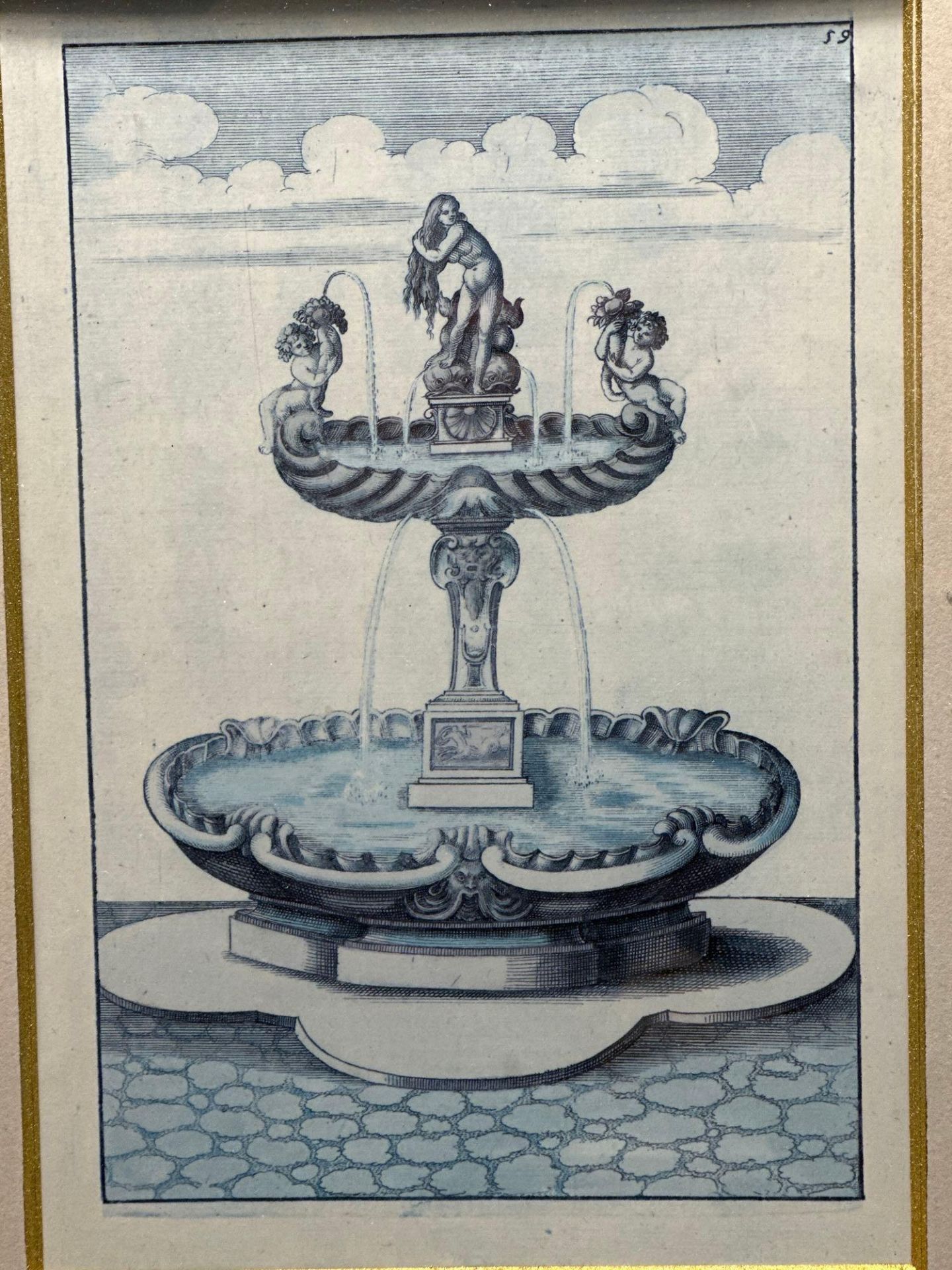 A Set of 4 x Fountain Prints, Architectural Prints By Bockler From Architectura Curiosa Nova 1664 - Image 2 of 9