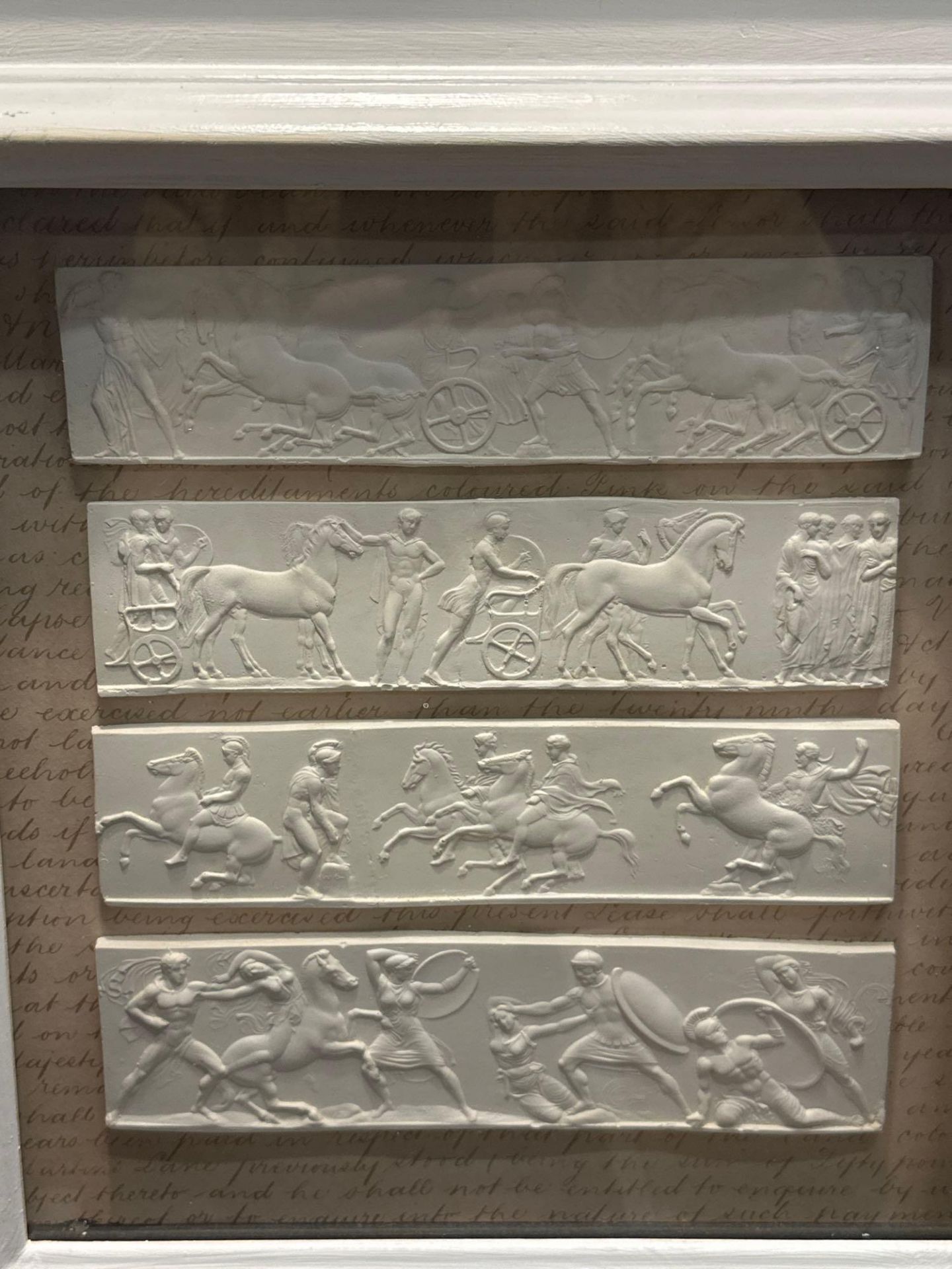 A Set of 4 x Framed Artwork of Plaster Relief Panels Depicting Friezes of The Parthenon 41 x 43cm ( - Image 5 of 7