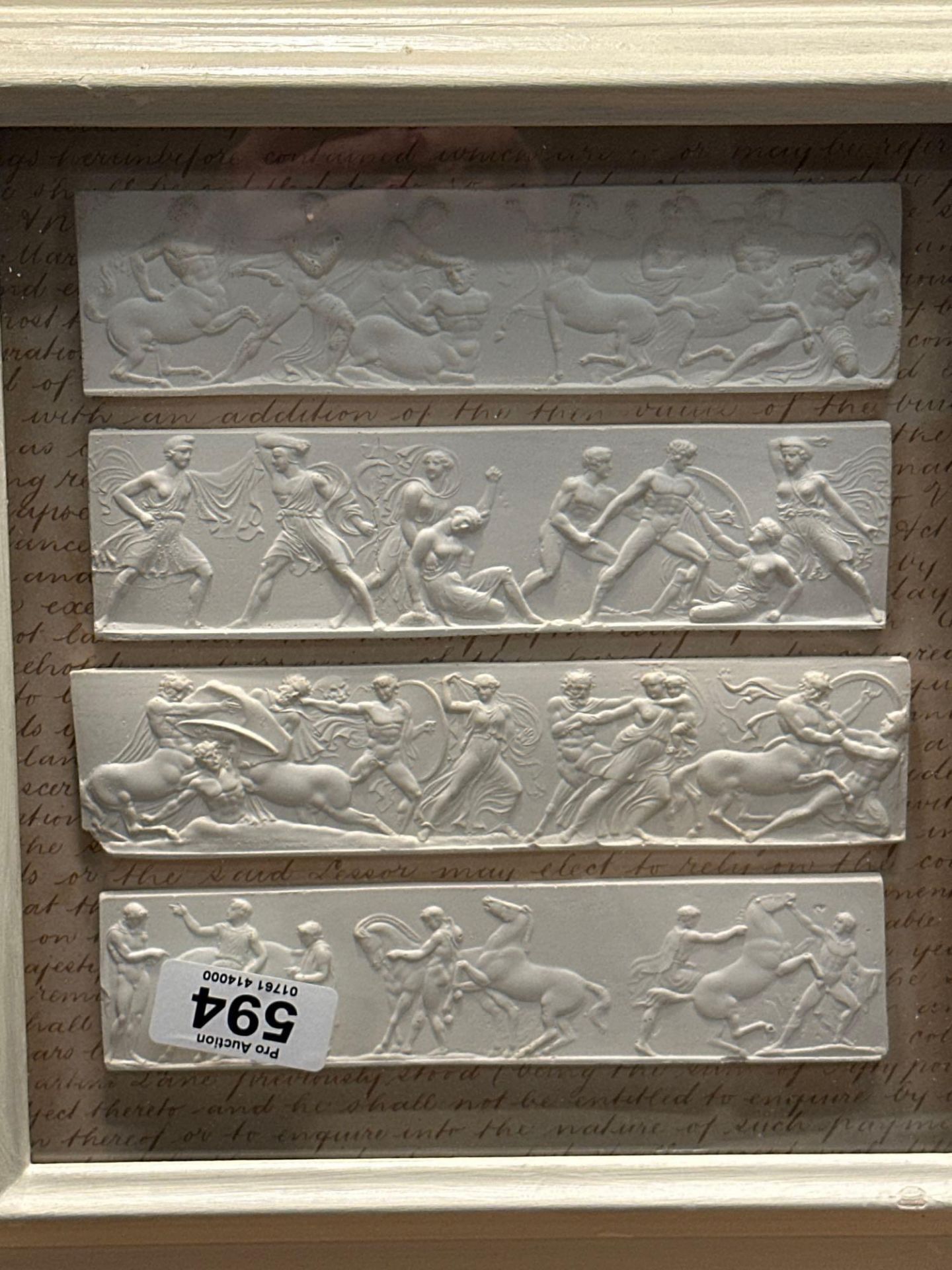A Set of 4 x Framed Artwork of Plaster Relief Panels Depicting Friezes of The Parthenon 41 x 43cm ( - Image 5 of 6
