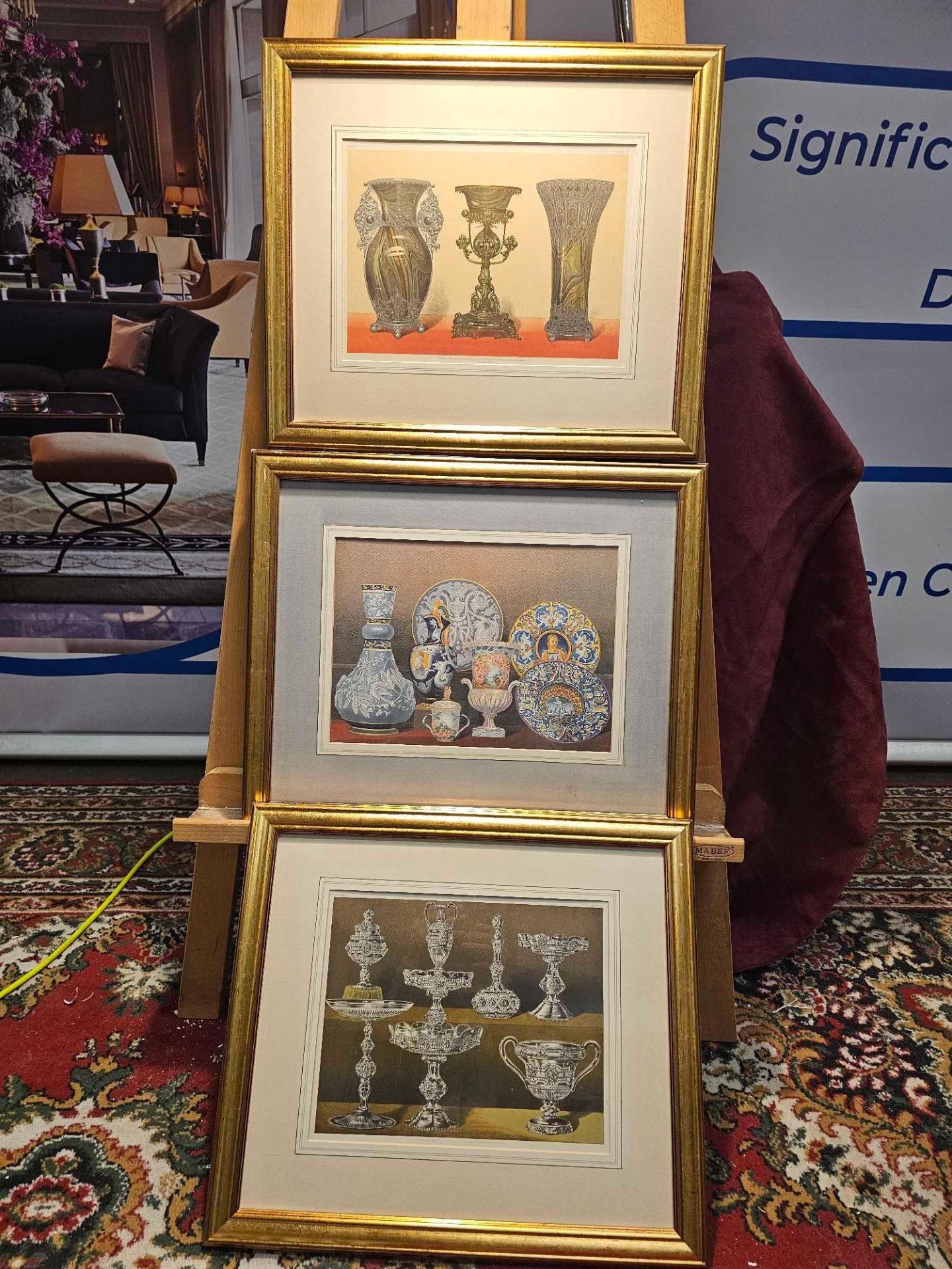 3 x Framed Prints (1) Service In Cut Glass By Mr Alderman Copeland, London (2) Decorative