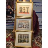 3 x Framed Prints (1) Service In Cut Glass By Mr Alderman Copeland, London (2) Decorative