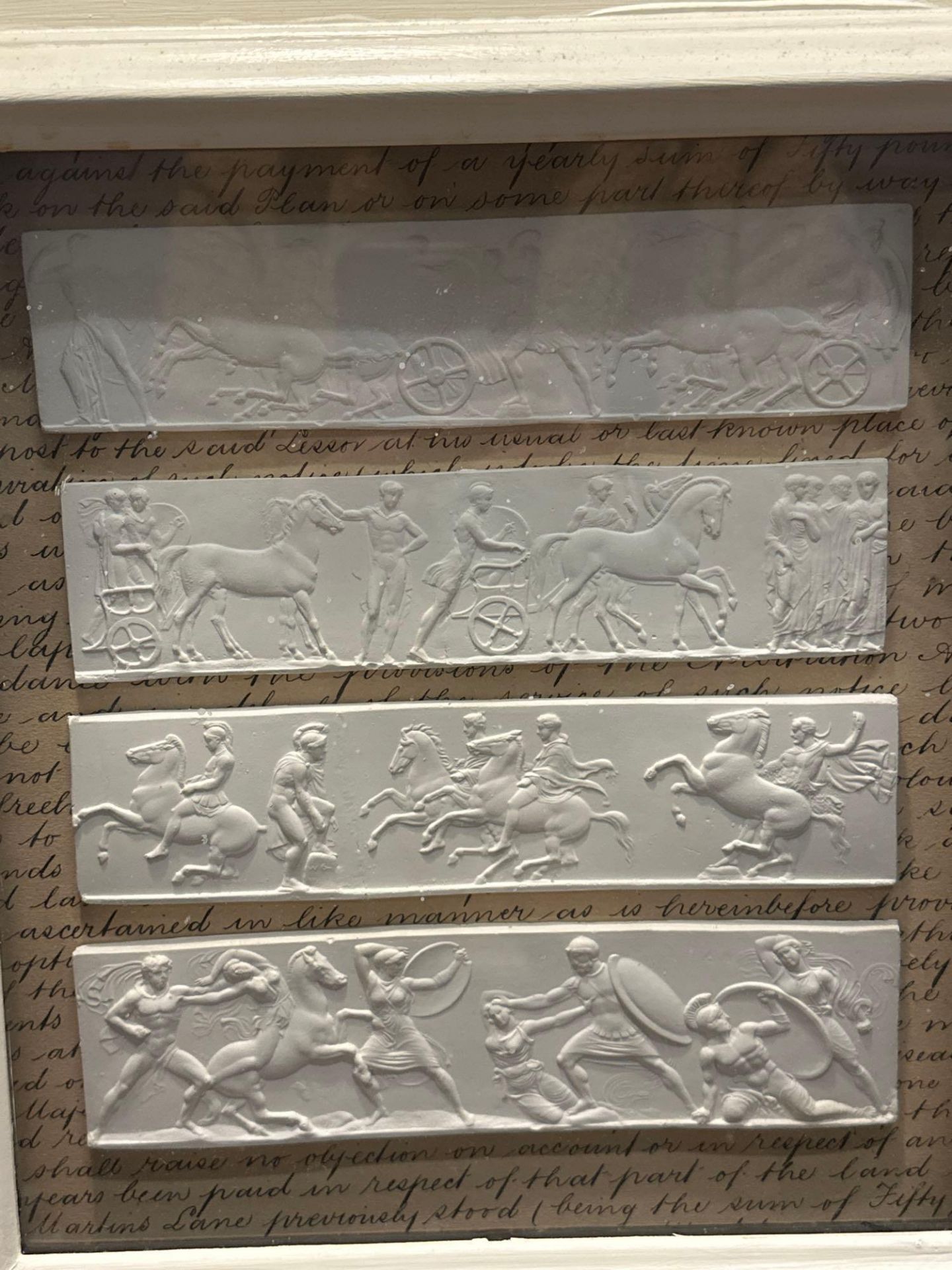 A Set of 4 x Framed Artwork of Plaster Relief Panels Depicting Friezes of The Parthenon 41 x 43cm ( - Image 3 of 6