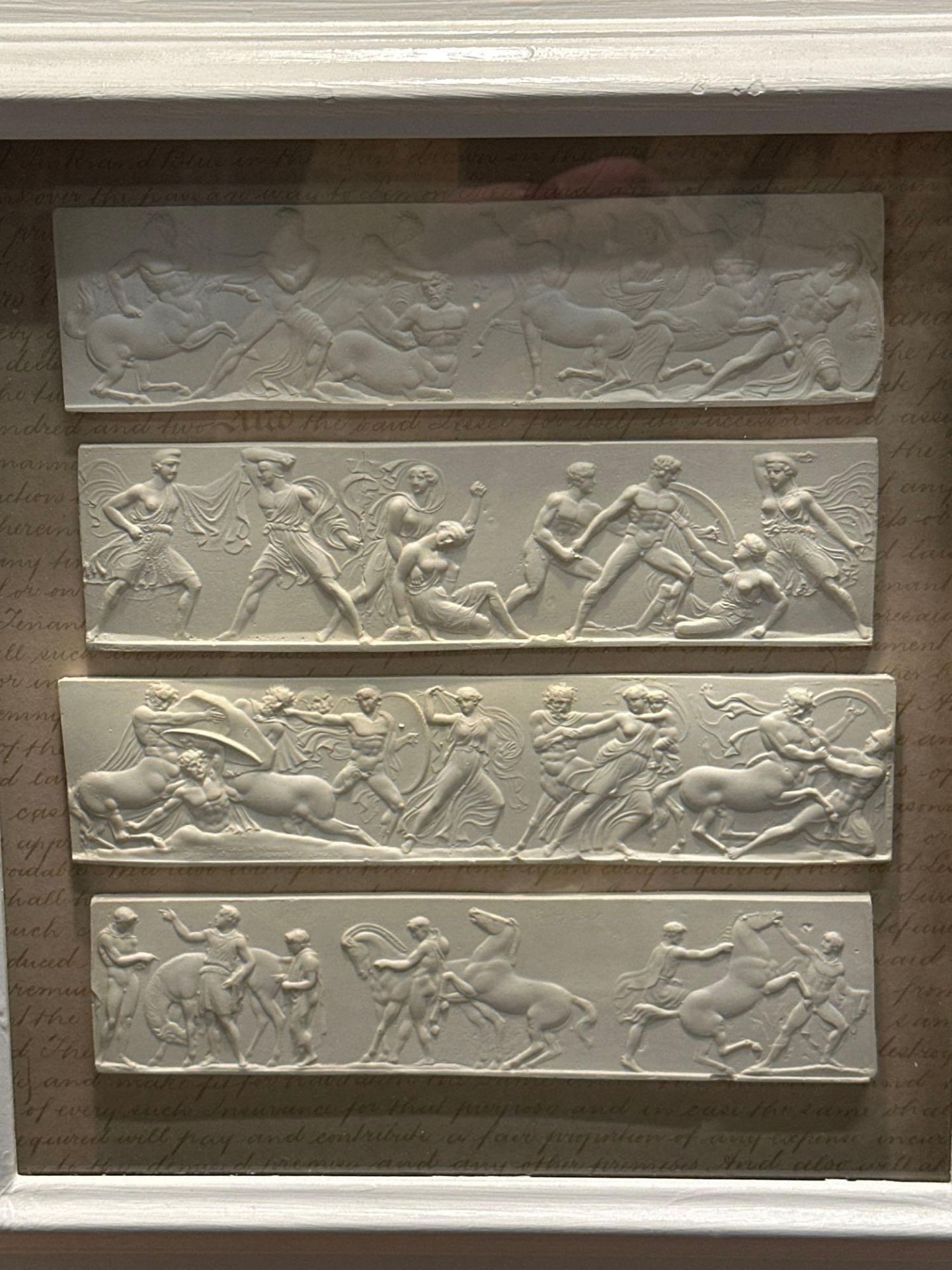 A Set of 4 x Framed Artwork of Plaster Relief Panels Depicting Friezes of The Parthenon 41 x 43cm ( - Image 4 of 6