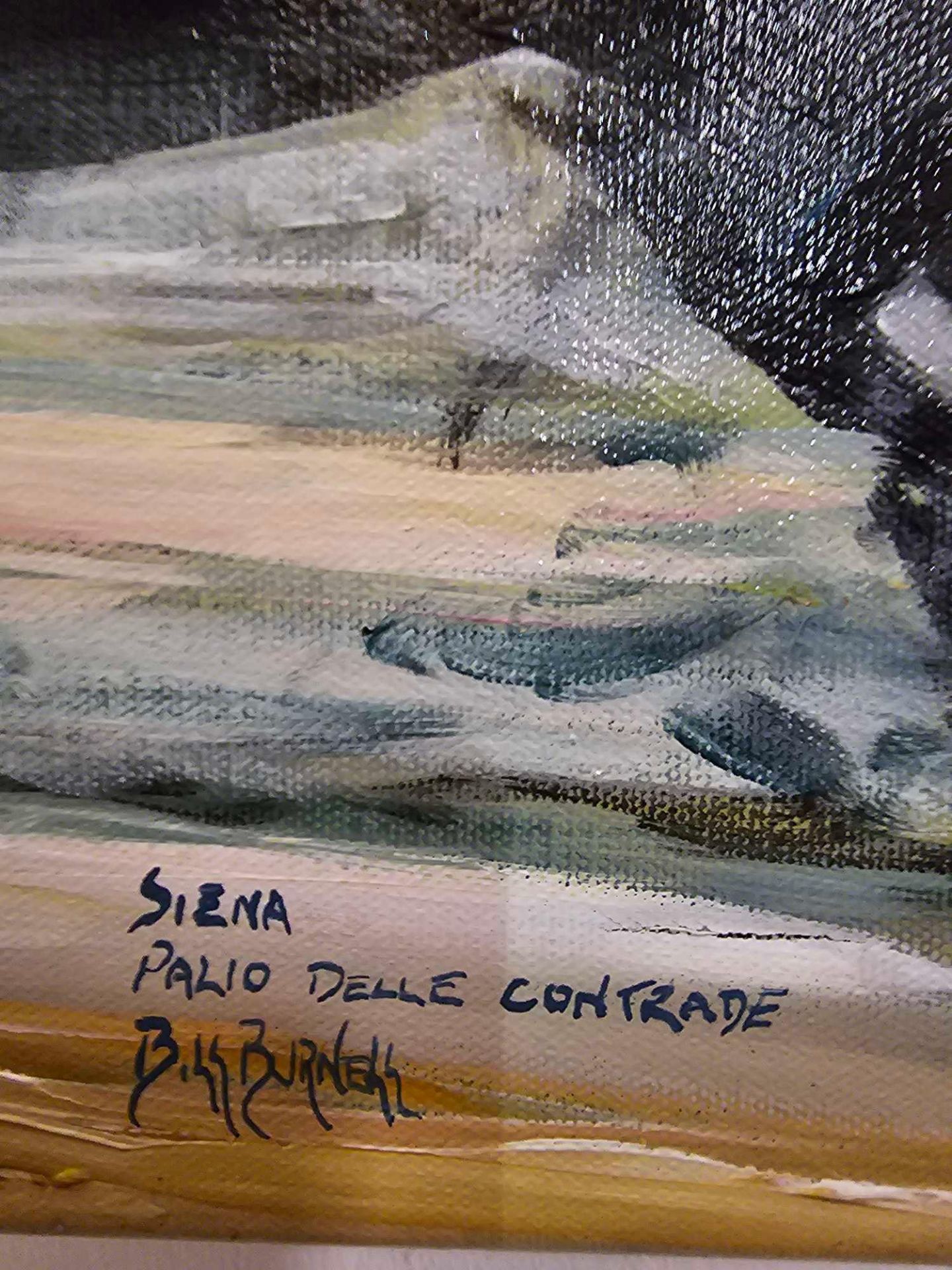 Oil On Canvas Titled Siena Palio Delle Contrade Signed Bill Burnell 46 x 61cm - Bild 2 aus 3