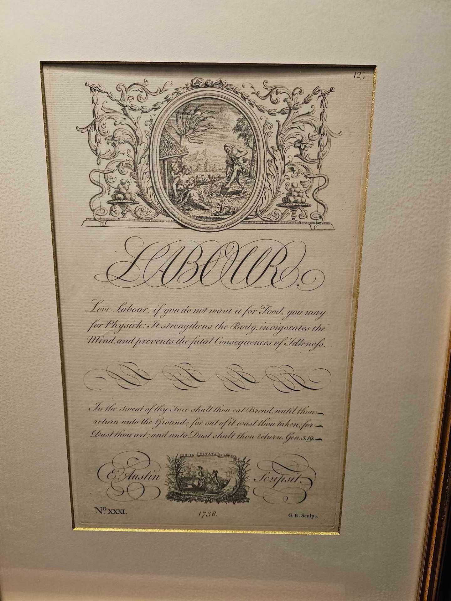2 x Framed Prints (1) Labour George Bickham Universal Penman 1741 (2) Mentors Description By - Image 3 of 4