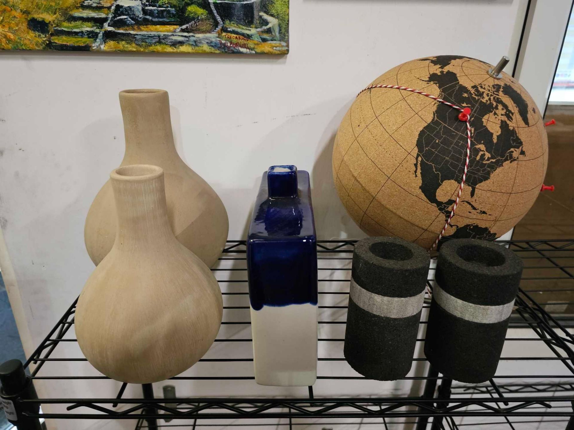 Decorative Objects To Include A Cork Globe Chiaki Kawakami Made By Suck UK, A Zara Home Indigo