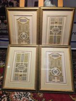 4 x Framed French Formal Garden Designs 40 x 53cm (Hotel 59)