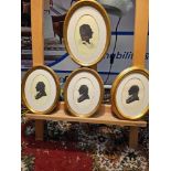 4 x Framed Oval Black And White Silhouettes 26 x 20cm (Hotel 48)