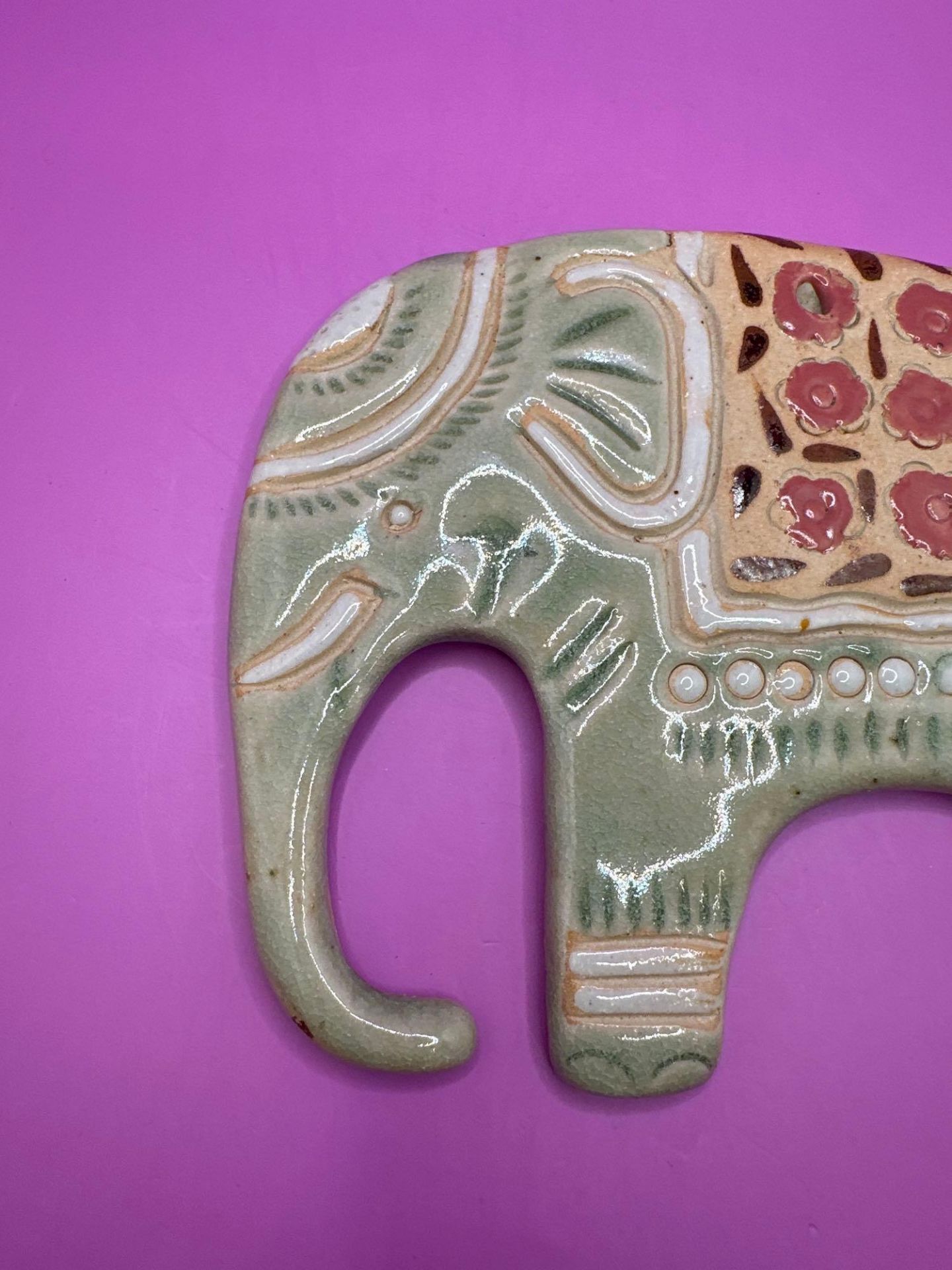 Wall Hanging Ceramic Elephant (Made In Thailand) - Image 2 of 6