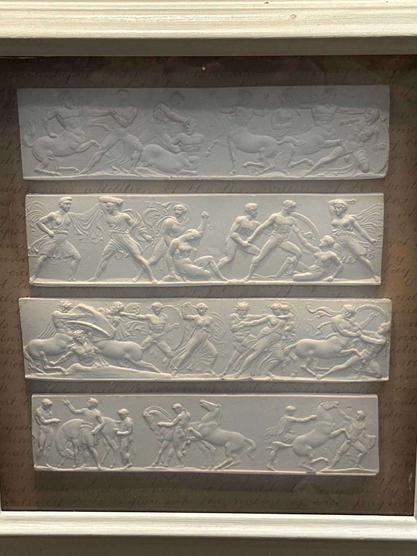 A Set of 4 x Framed Artwork of Plaster Relief Panels Depicting Friezes of The Parthenon 41 x 43cm ( - Image 4 of 5