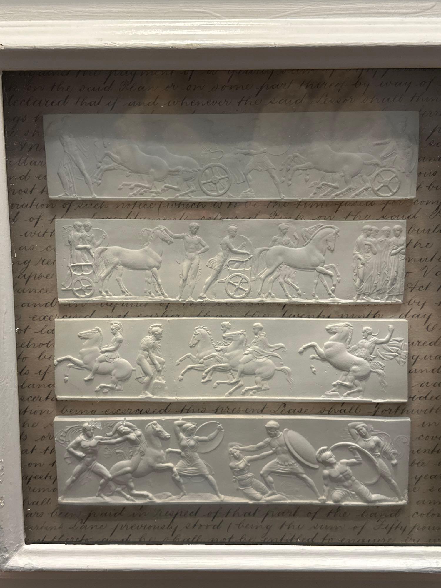 A Set of 4 x Framed Artwork of Plaster Relief Panels Depicting Friezes of The Parthenon 41 x 43cm ( - Image 3 of 6