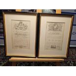 2 x Framed Prints (1) Labour George Bickham Universal Penman 1741 (2) Mentors Description By