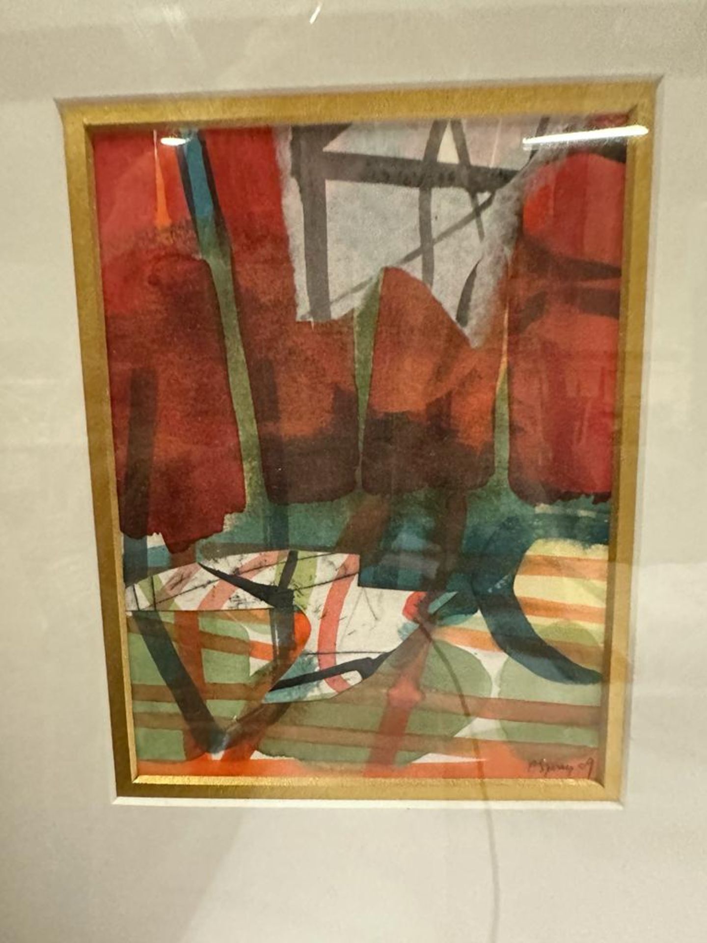 Framed Lithograph Abstract Signature Indistinct 33 x 39cm - Image 2 of 2