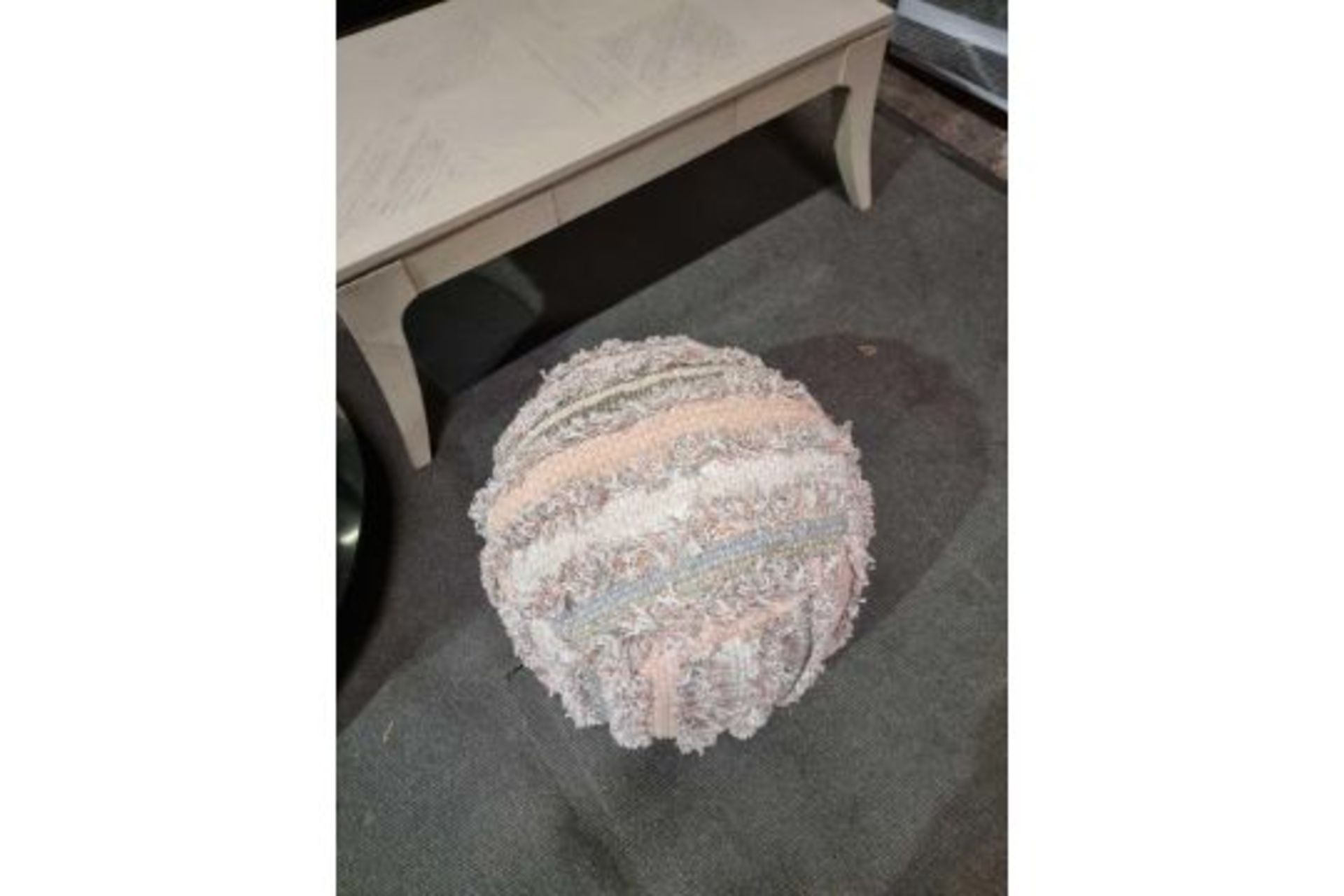 Opal Textured Pouffe In Blush In A Stunning On-Trend Blush Colour Palette, Paired With Both Its - Image 2 of 2