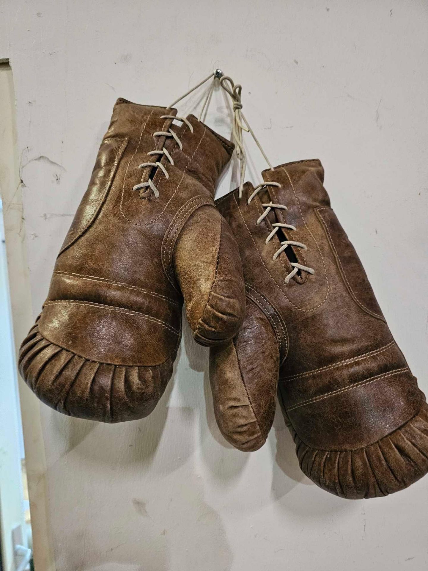 Ex Display Timothy Oulton Sporting Boxing Glove A Pair Hand Stitched And Handcrafted In Burnished