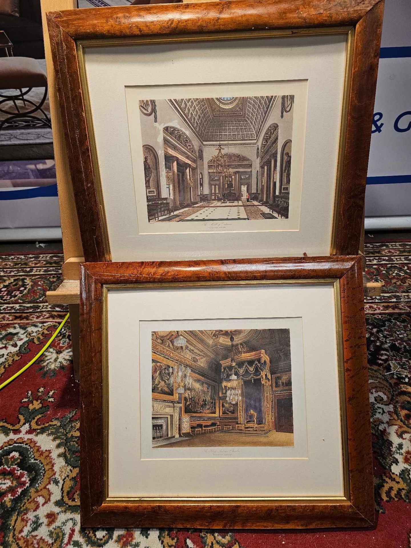 2 x Framed Prints (1) Interior View of The King's Audience Room At Windsor Castle, Berkshire, 1818