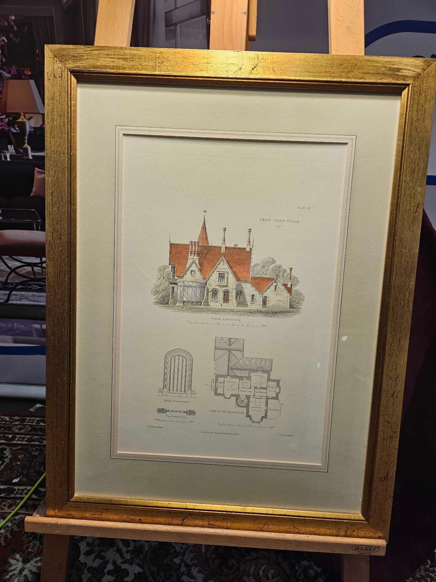 3 x Framed Prints Details of Sections, Plans And Elevations Fern Cliff Villa Wemyss Bay 60 x 79cm ( - Image 3 of 4