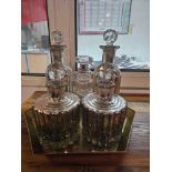 Decorative Objects To Include 5 x Decanter Bottles With Stoppers And A Shaped Tray