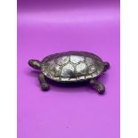 Antique Brass Hinged Turtle/Tortoise Pin Box, Pill Box, Trinket Box, Reg No 939427. 11cm