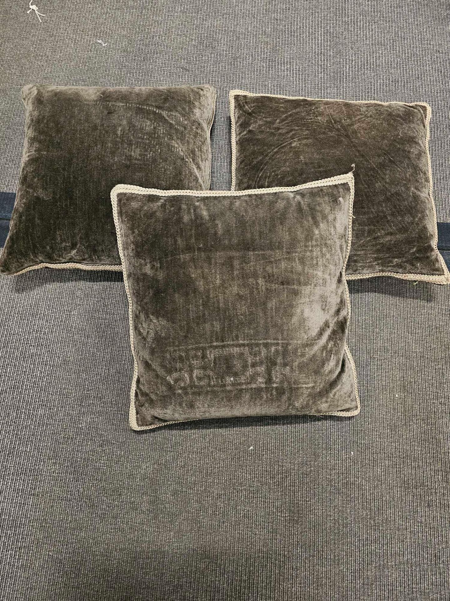 3 x Chocolate Brown Cushions Embroidery Edge Size 40 x 40cm ( Ref Cush 134)