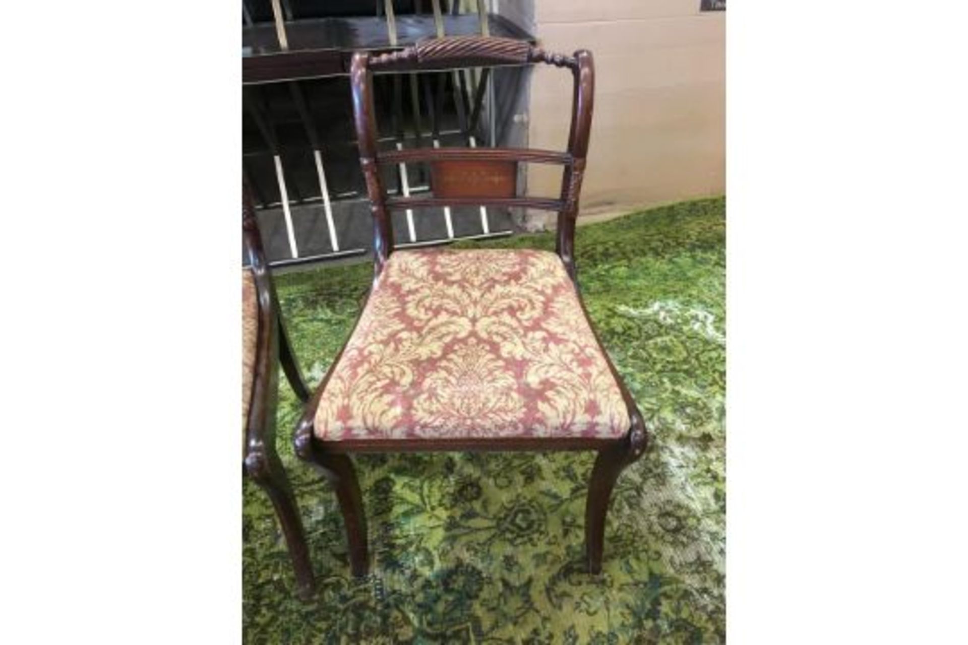 A Pair Of Victoria Styled Chairs Mahogany Frame Features An Carved And Turned Crest Rail Over A - Image 2 of 2