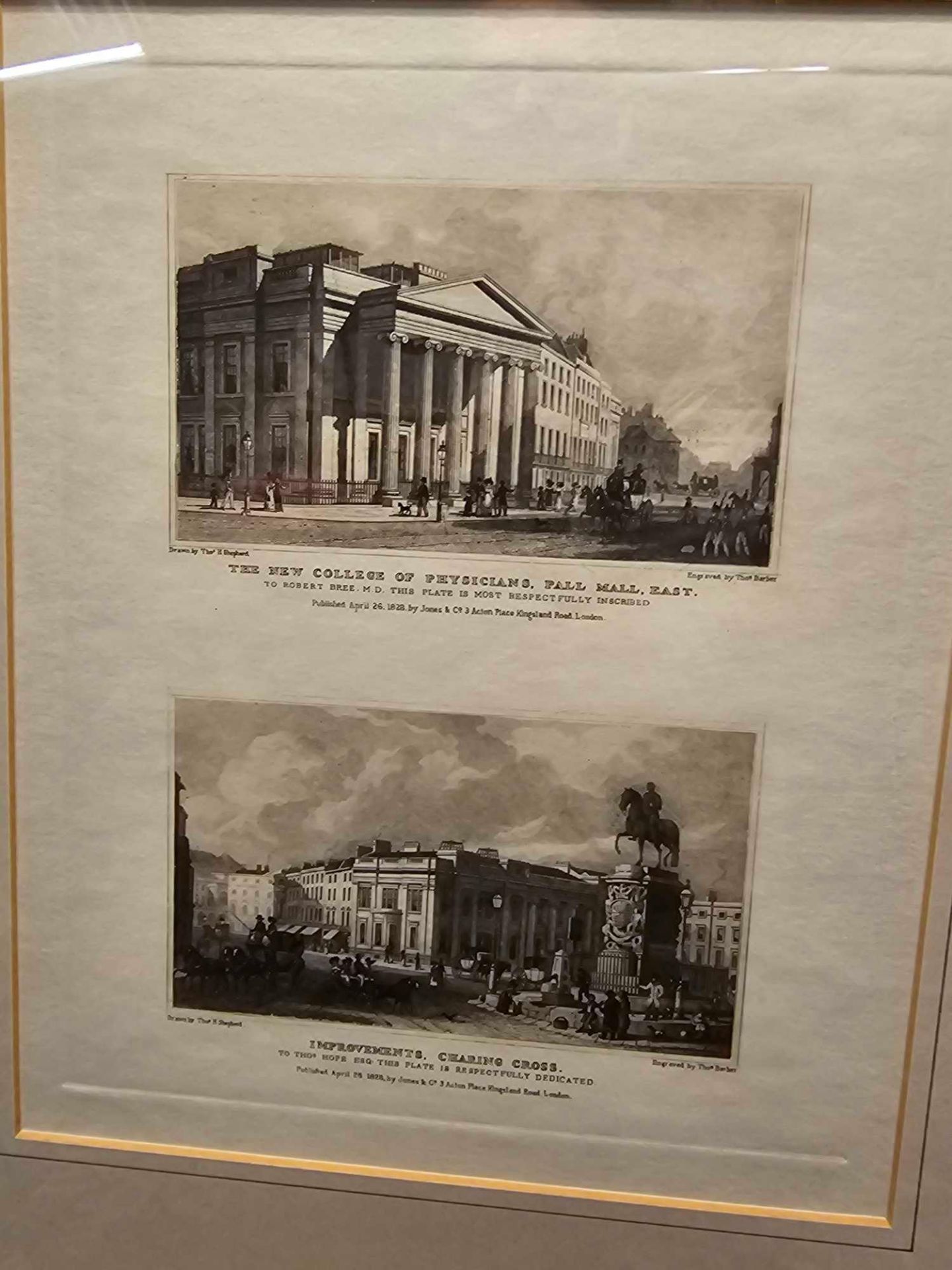 2 x Framed Prints (1) The Royal College of Physicians, Trafalgar Square: The Elevation. Engraving By - Image 2 of 4