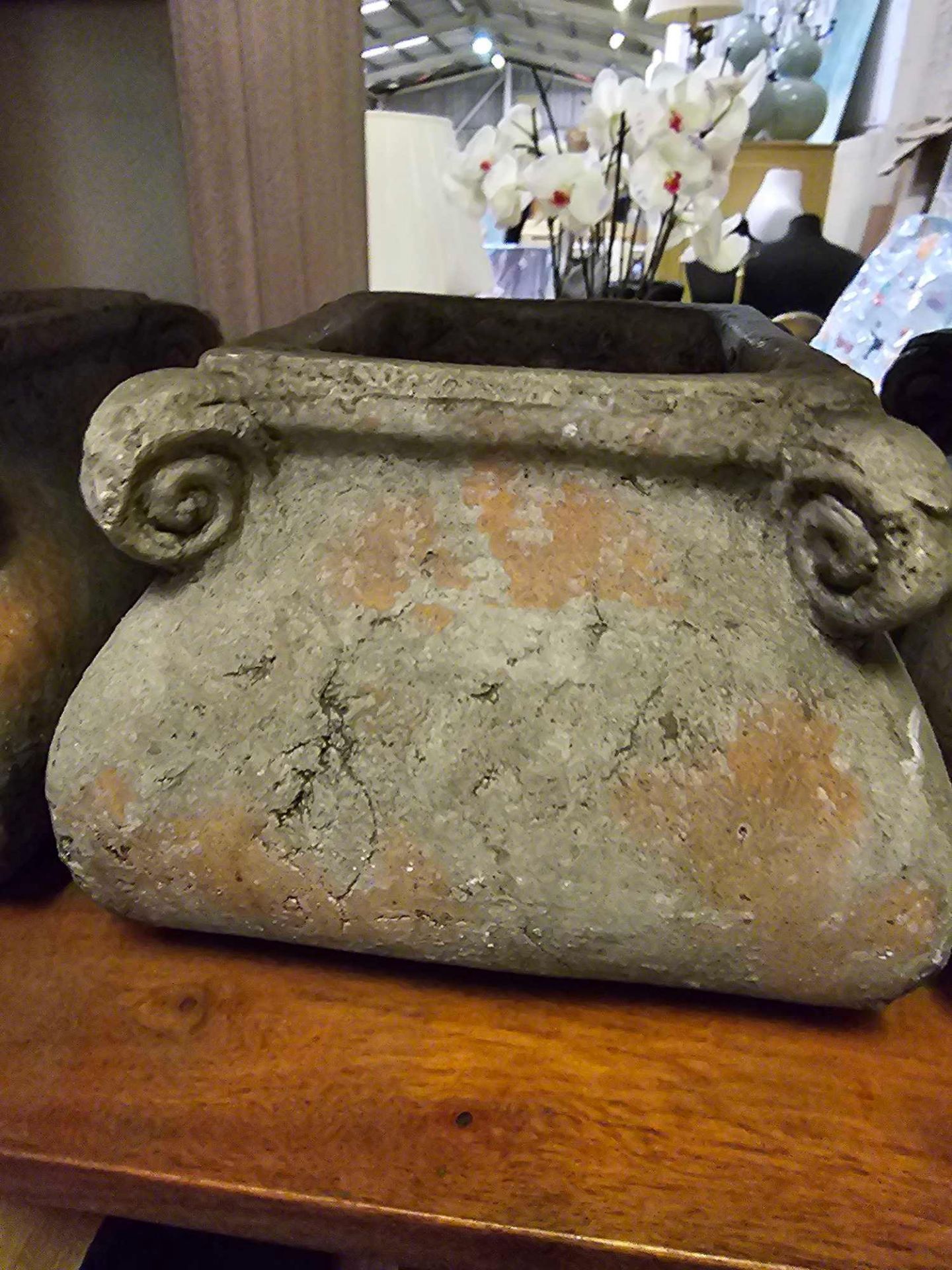 3 x Clay Pot Scroll Features Grey 20 x 20 x 16cm - Image 2 of 3