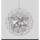 I-Lite chrome spherical globe striking silver starburst light pendant is inspired by elements of the