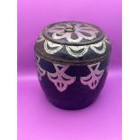 Wooden Round Decorated Pot With Lid 16 X 17cm