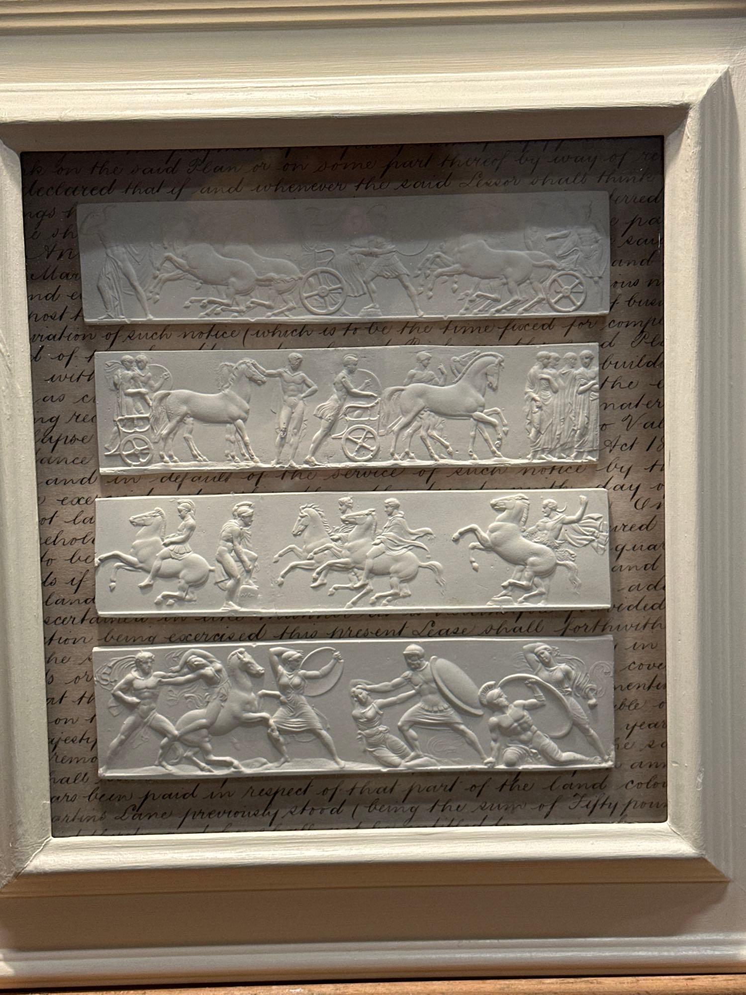 A Set of 4 x Framed Artwork of Plaster Relief Panels Depicting Friezes of The Parthenon 41 x 43cm ( - Image 2 of 6