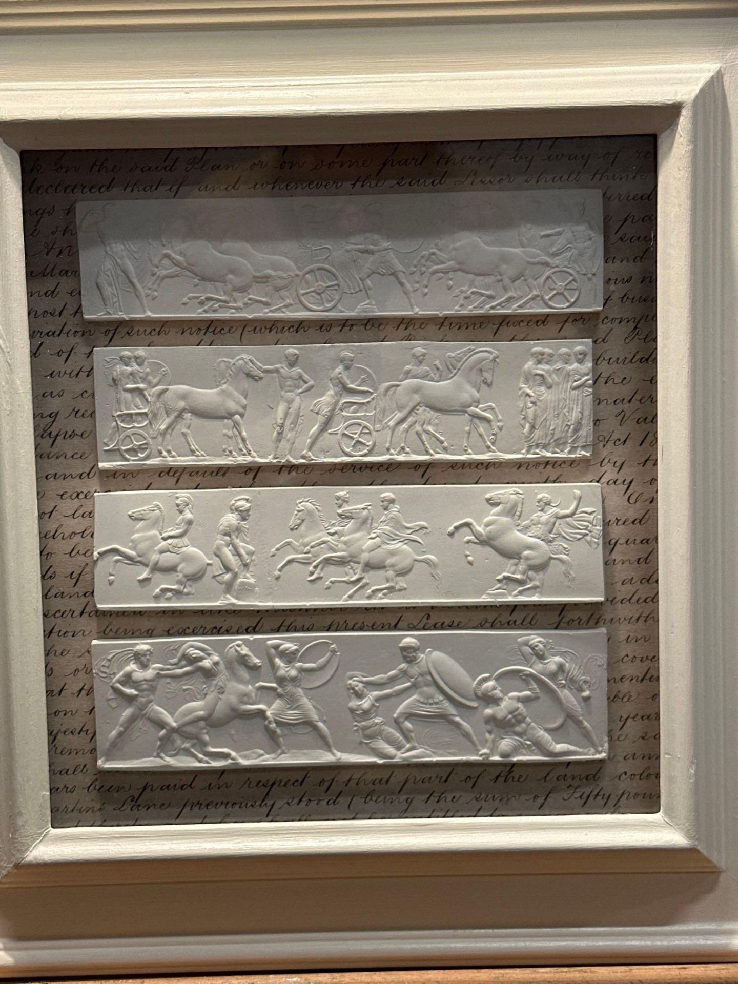 A Set of 4 x Framed Artwork of Plaster Relief Panels Depicting Friezes of The Parthenon 41 x 43cm ( - Bild 2 aus 6