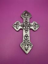 Vintage Mexican Pewter Cross 16 cm