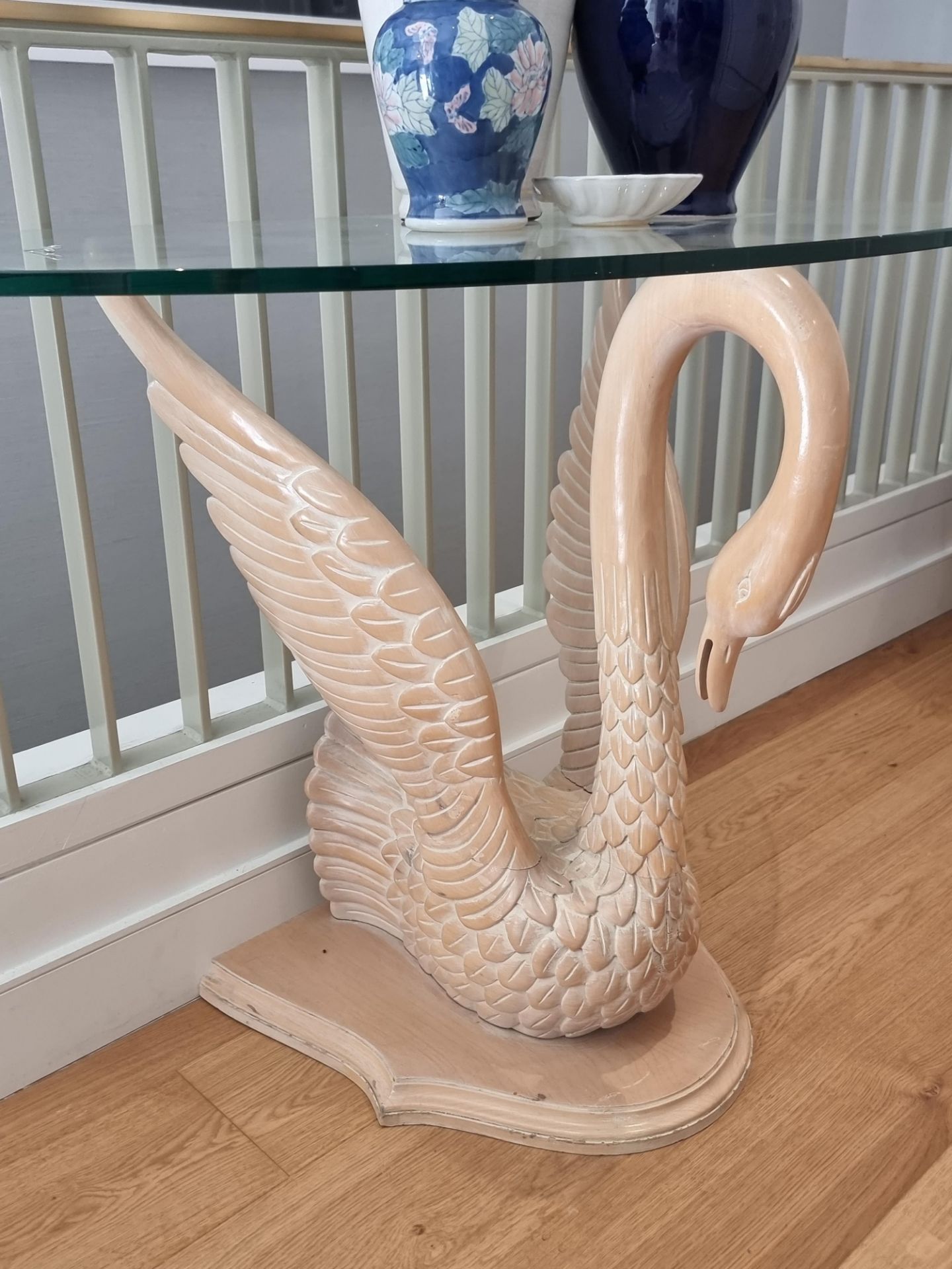 Swan Table Crafted In A Decadent Hollywood Regency Styling An intricately carved swan sculpture - Image 2 of 3
