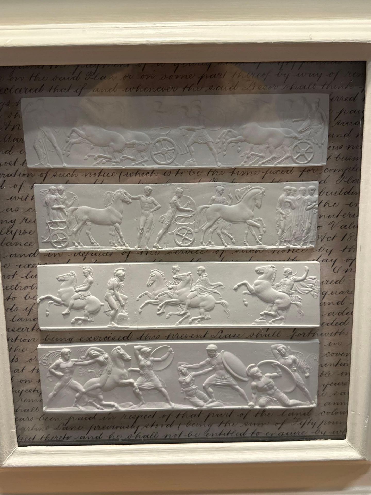 A Set of 4 x Framed Artwork of Plaster Relief Panels Depicting Friezes of The Parthenon 41 x 43cm ( - Image 6 of 6