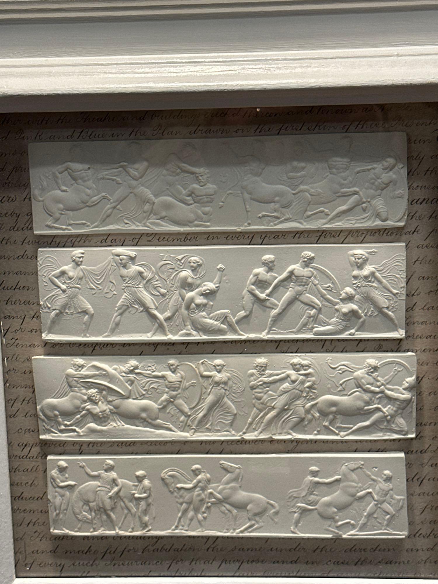 A Set of 4 x Framed Artwork of Plaster Relief Panels Depicting Friezes of The Parthenon 41 x 43cm ( - Image 3 of 6