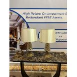 A pair of Gabbiani s.r.l. Veneto Murano glass table lamps with shades. Gabbiani was founded by